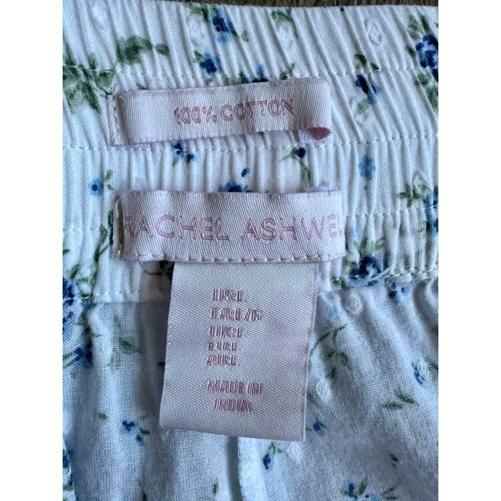 Rachel Ashwell Cotton Blue Floral Print Lace Top Shorts Coord Pajama Set Large - Picture 14 of 14